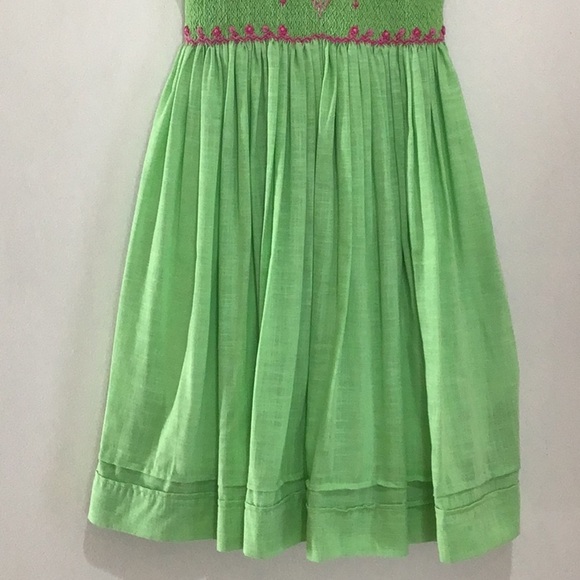 Luli & Me Green Pink Smocked Embroidered Dress With Sash - Picture 4 of 8